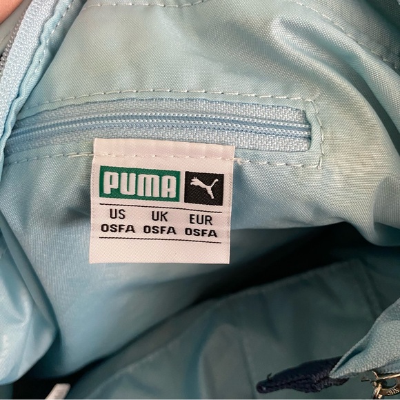 Puma Cartel Tote Bag Dark Blue with Light Blue Trim Silver Hardware Zipper NWT - Picture 15 of 16